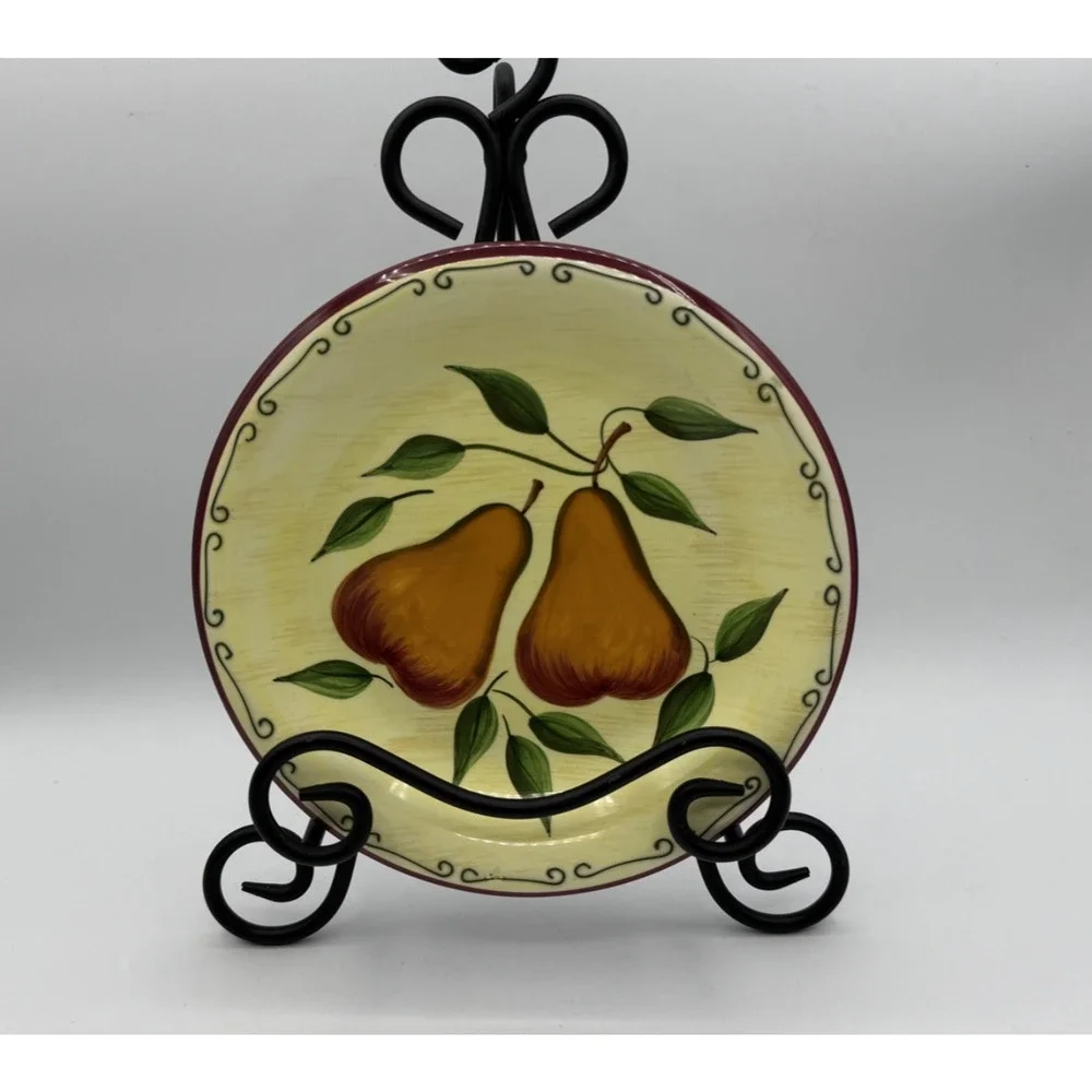Sonoma Set of 4 Lifestyle Painted Fruit Pattern Ceramic Salad Plates, Pre-owned